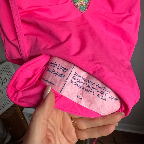 NWT BECCA Pink Crochet Plunge One Piece Swimsuit Sz S/P - Picture 8 of 10